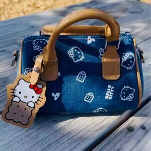 Hello Kitty Denim Blue and Tan Mini Bag